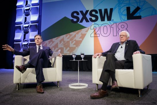 Senator Bernie Sanders with Jake Tapper at SXSW, Austin, TX 3/9/2018. © 2018 Jim Chapin Photography